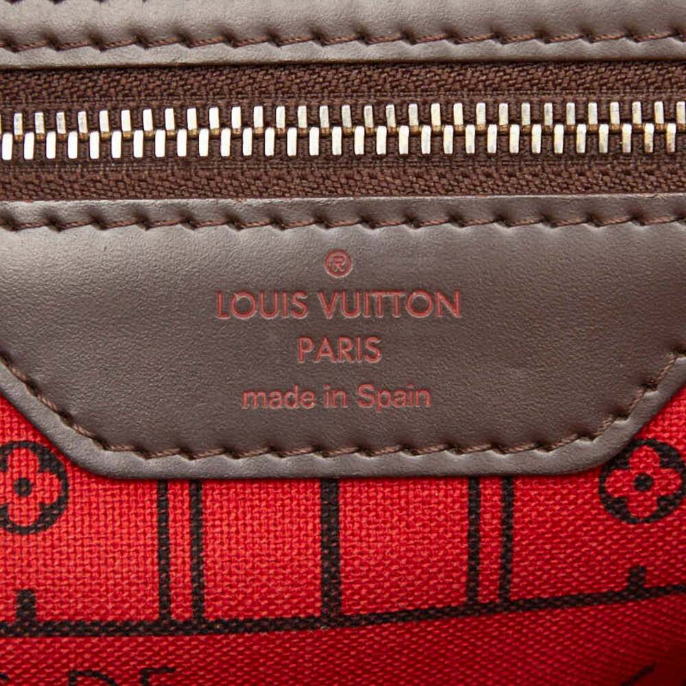 LOUIS VUITTON Authentic Brown Damier Leather Neverfull MM Tote Bag - Picture 13 of 14